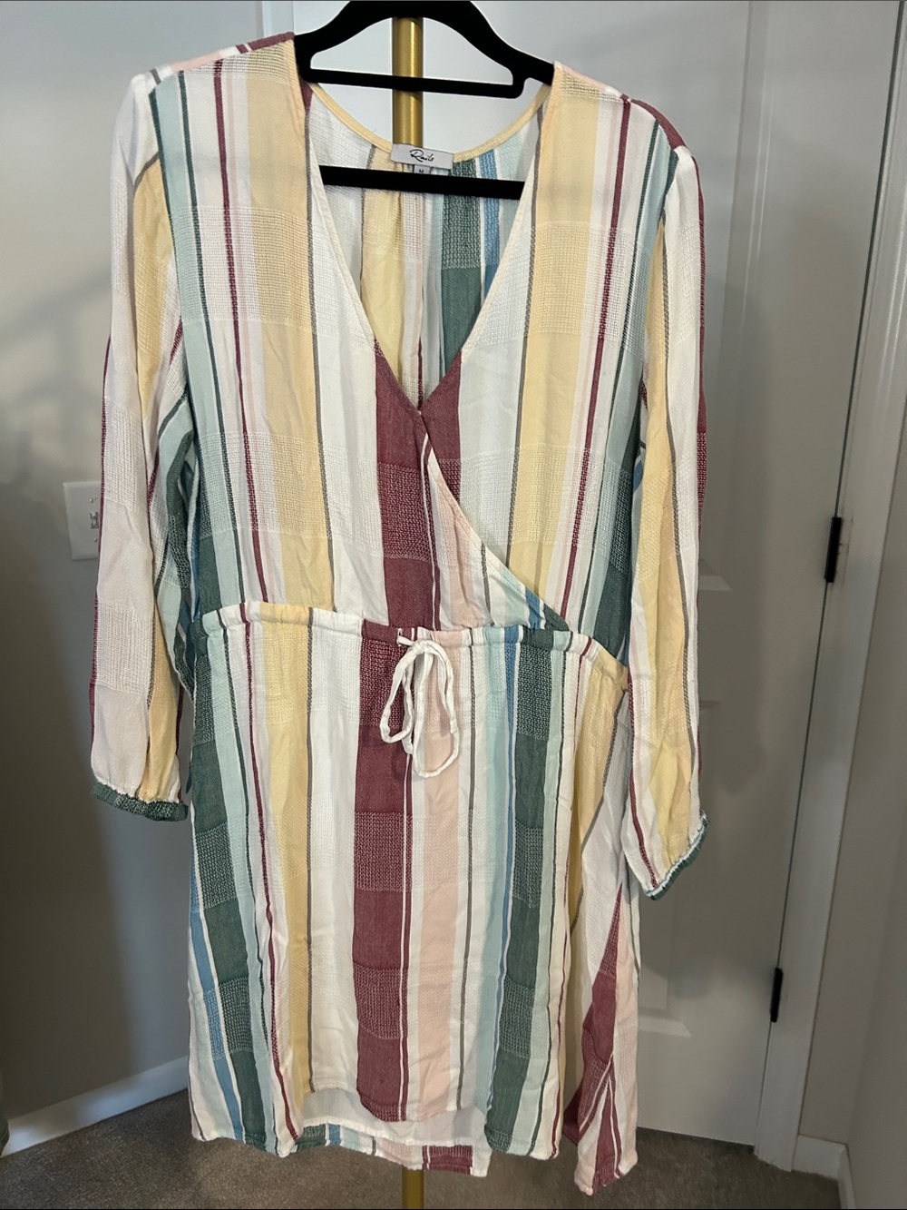 Rails Multicolor Striped Long Sleeve Dress - Yellow, Green, Red, White